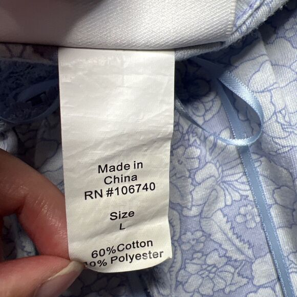 Country Store Nightgown Size Large Knit Blue Floral Midi Cottagecore Tradwife - Picture 4 of 8